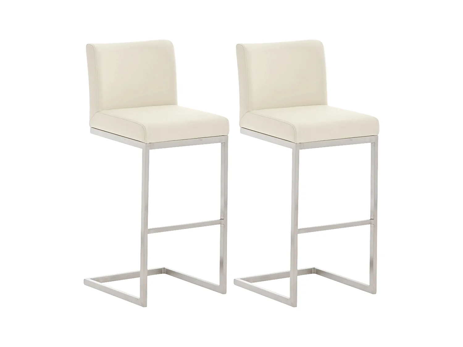 Lot de 2  Tabouret de bar - Similicuir - Crème - Paros