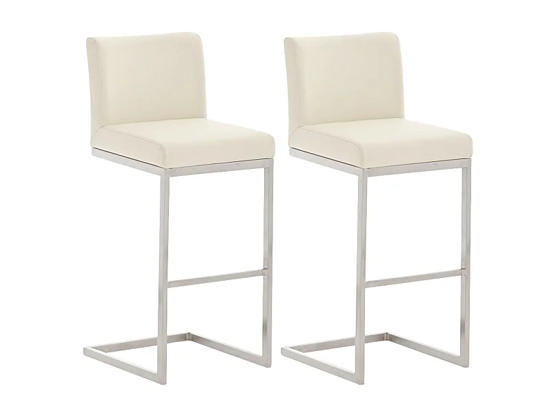 2er Set Barhocker - Kunstleder - creme - Paros