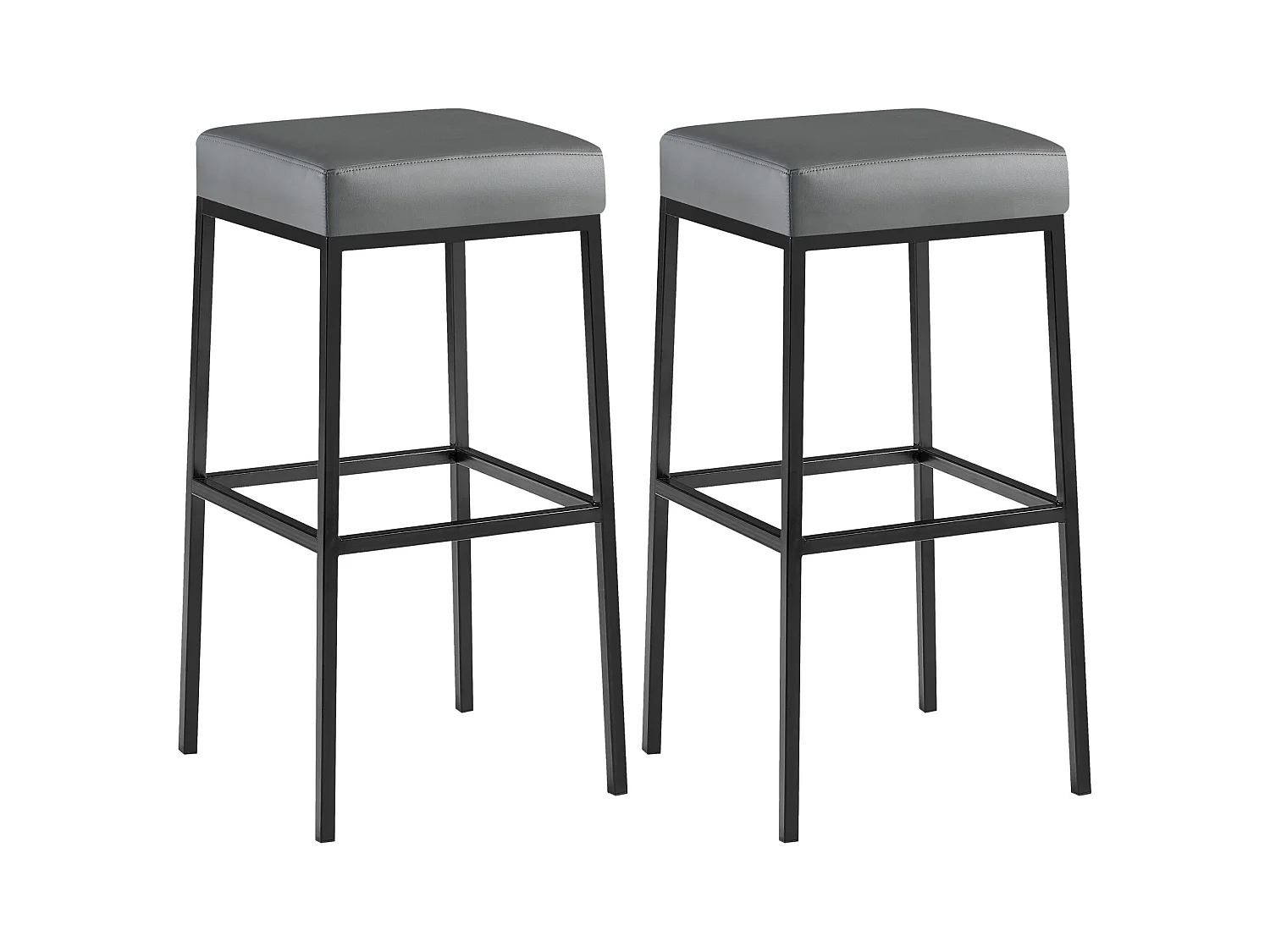 Lot de 2  Tabouret de bar - Similicuir & Noir - Gris - Montreal 80