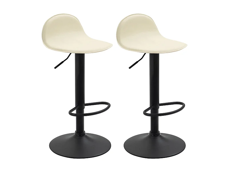 2er Set Barhocker - Kunstleder & Metall - creme - Lana V2