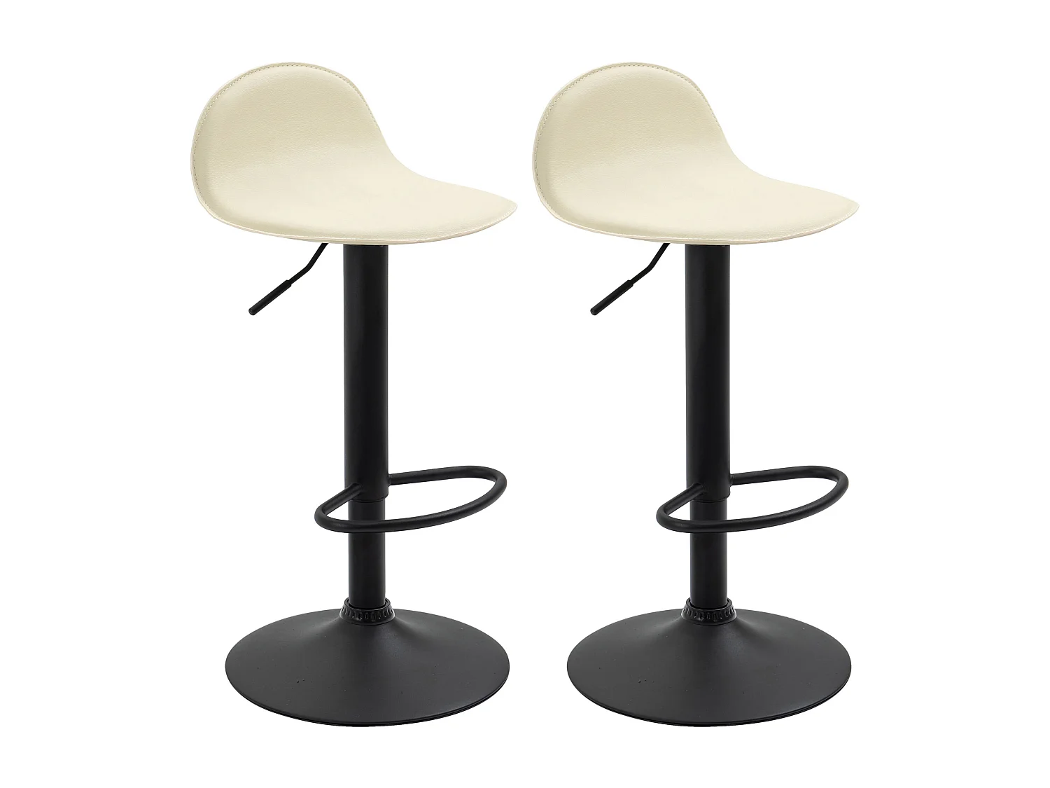 2er Set Barhocker - Kunstleder & Metall - creme - Lana V2