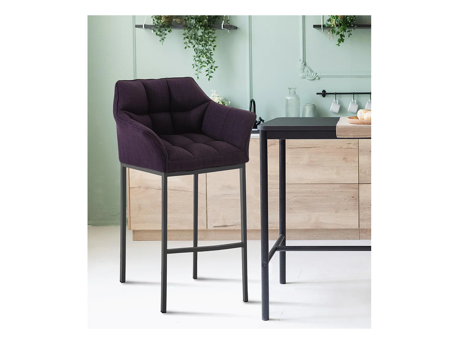 Barkruk - Stof & zwart - purper - Damaso