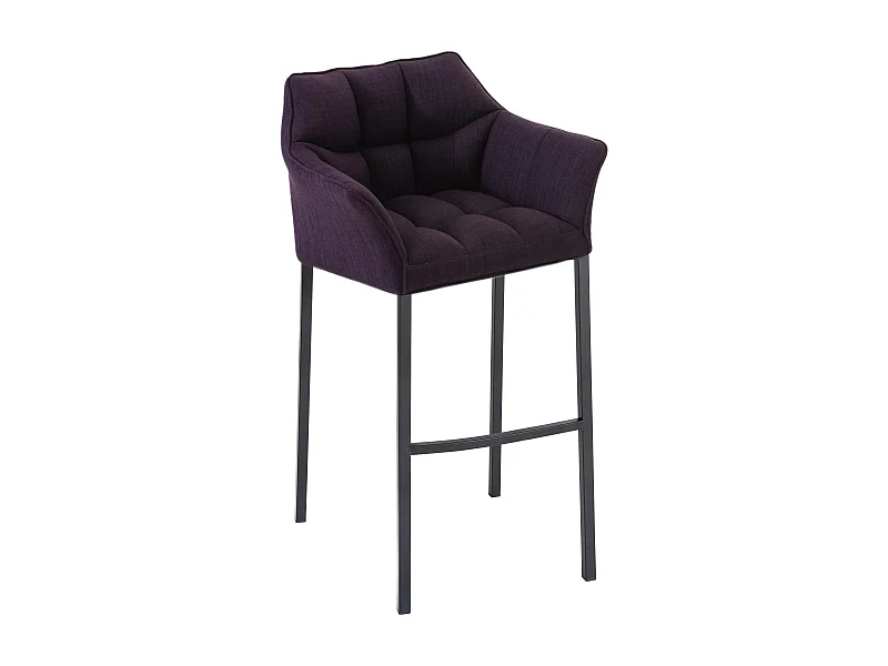 Tabouret de bar - Tissu & Noir - Violet - Damaso