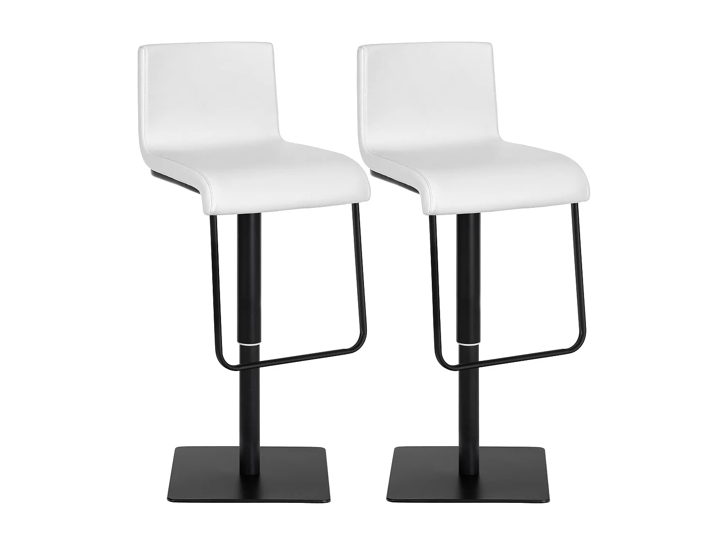 Lot de 2  Tabouret de bar - Similicuir & Noir - Blanc - Limon