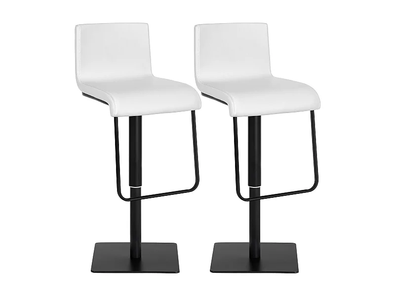 Lot de 2  Tabouret de bar - Similicuir & Noir - Blanc - Limon