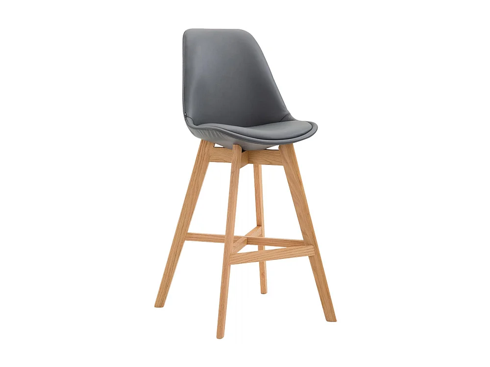 Lot de 2  Tabouret de bar - Similicuir & Nature - Gris - Cannes