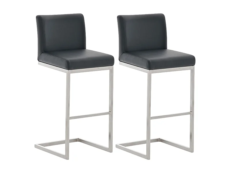 Lot de 2  Tabouret de bar - Similicuir - Noir - Paros