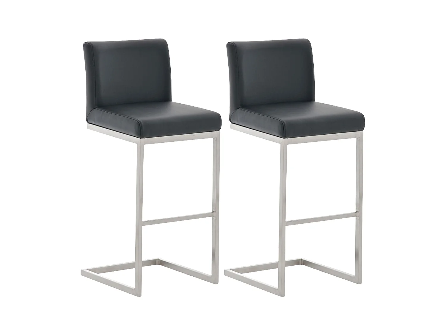 Lot de 2  Tabouret de bar - Similicuir - Noir - Paros