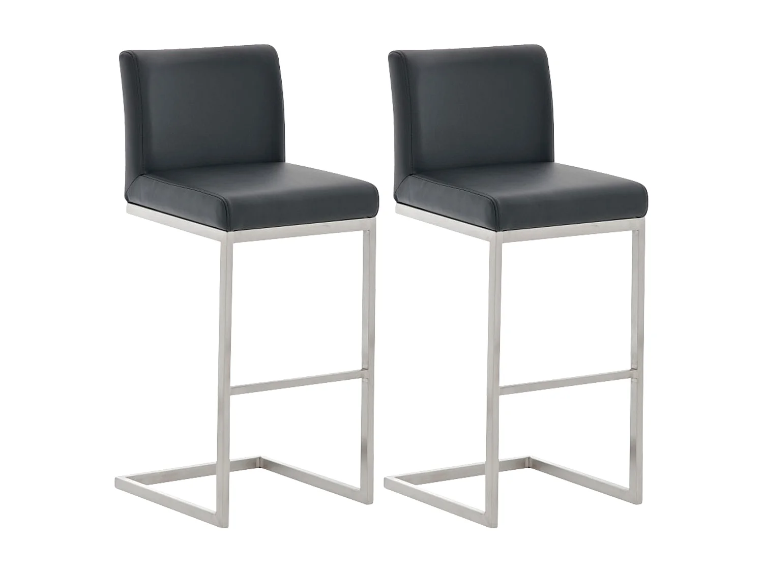 Lot de 2  Tabouret de bar - Similicuir - Noir - Paros