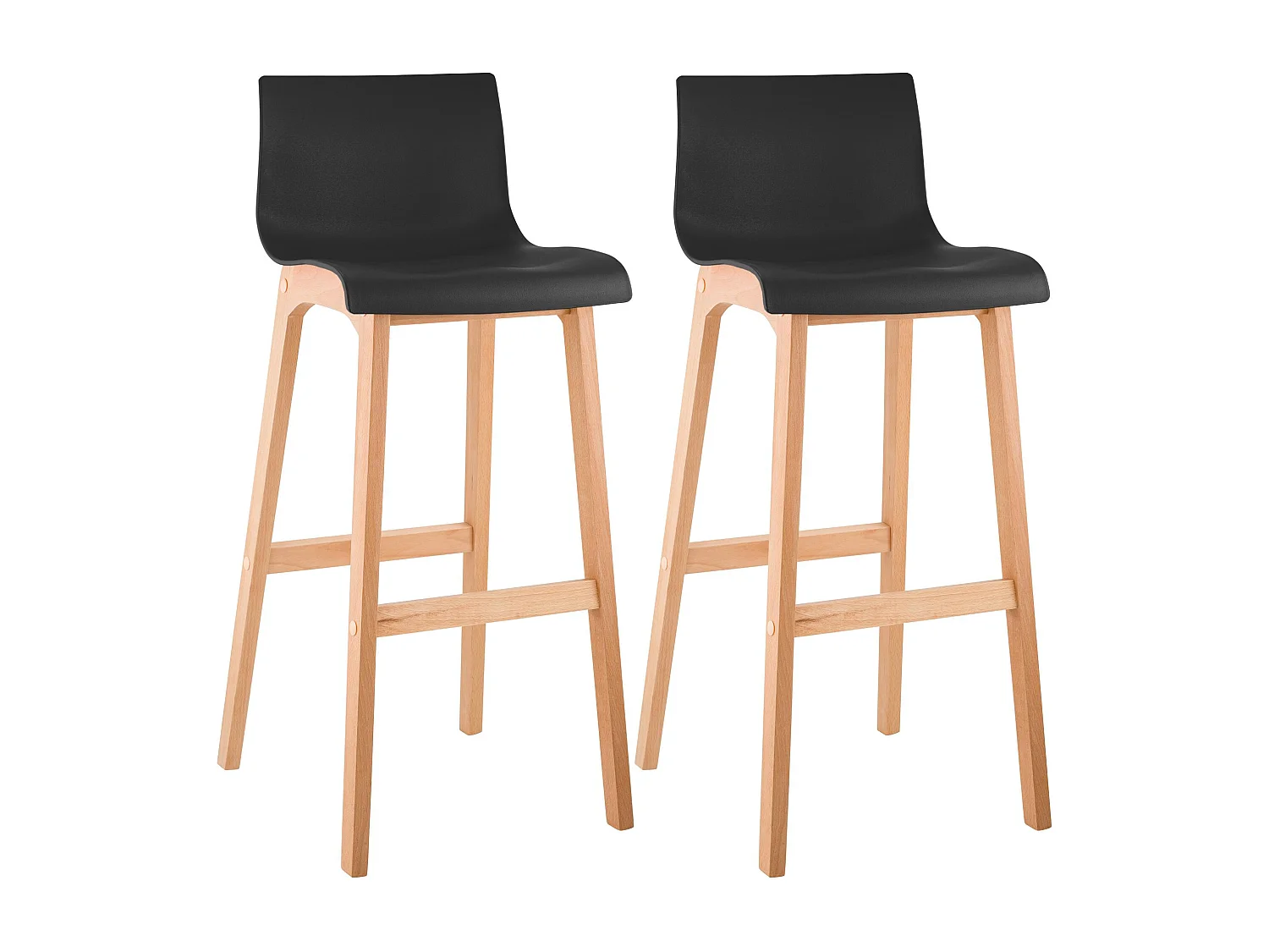 Lot de 2  Tabouret de bar - Bois - Noir - Hover