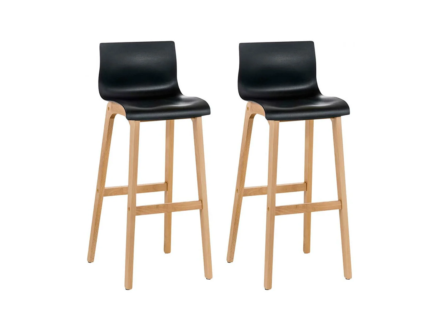 2er Set Barhocker - Holz & Holz - schwarz - Hover