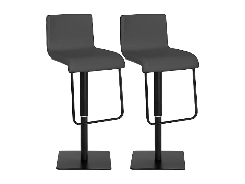 Lot de 2  Tabouret de bar - Similicuir & Noir - Gris - Limon