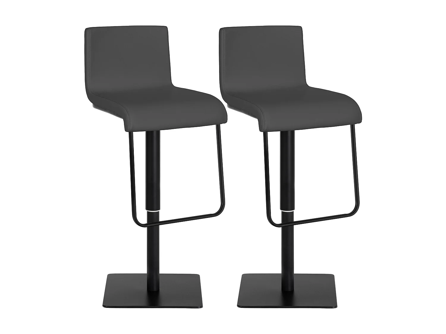 Lot de 2  Tabouret de bar - Similicuir & Noir - Gris - Limon