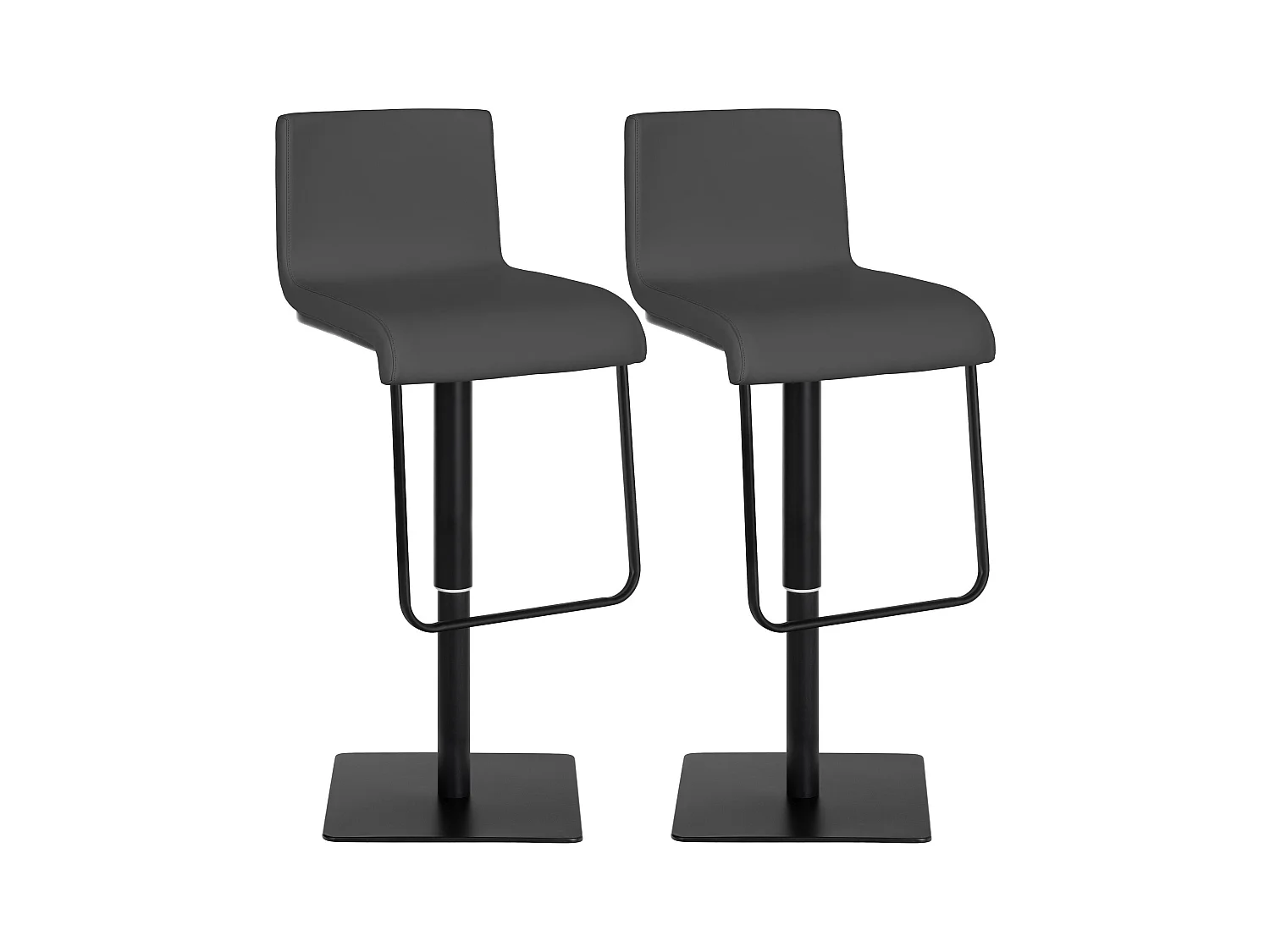 Lot de 2  Tabouret de bar - Similicuir & Noir - Gris - Limon