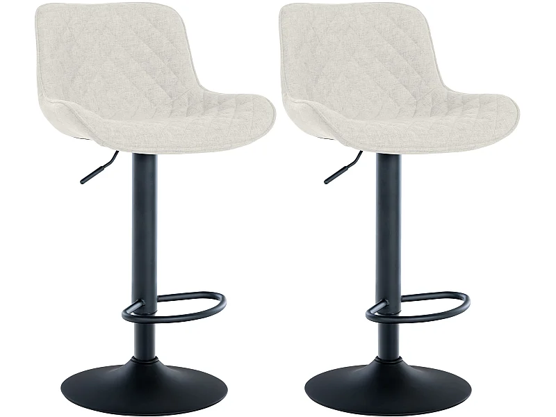 Lot de 2  Tabouret de bar - Tissu - Crème - Minosa
