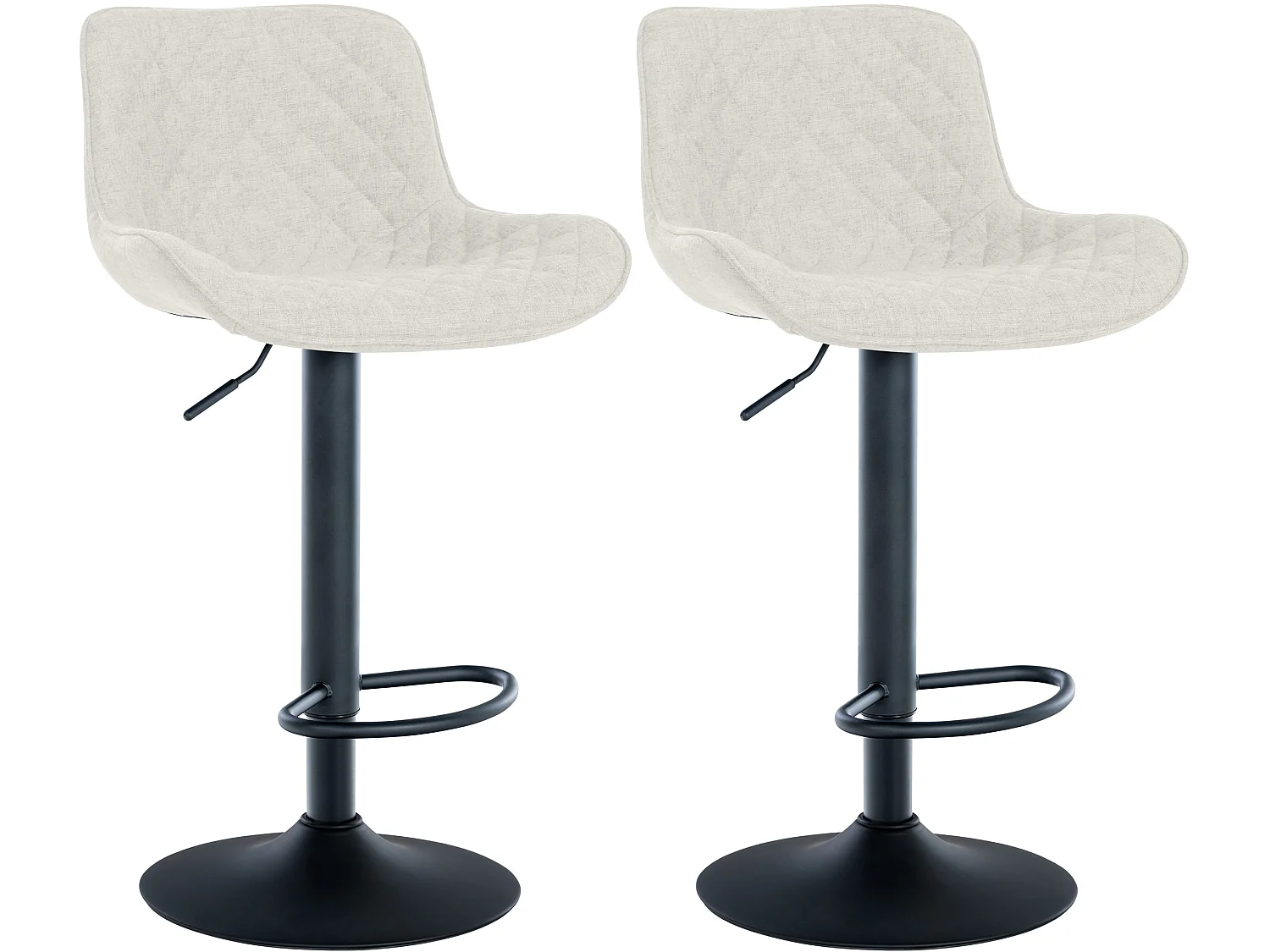 Lot de 2  Tabouret de bar - Tissu - Crème - Minosa