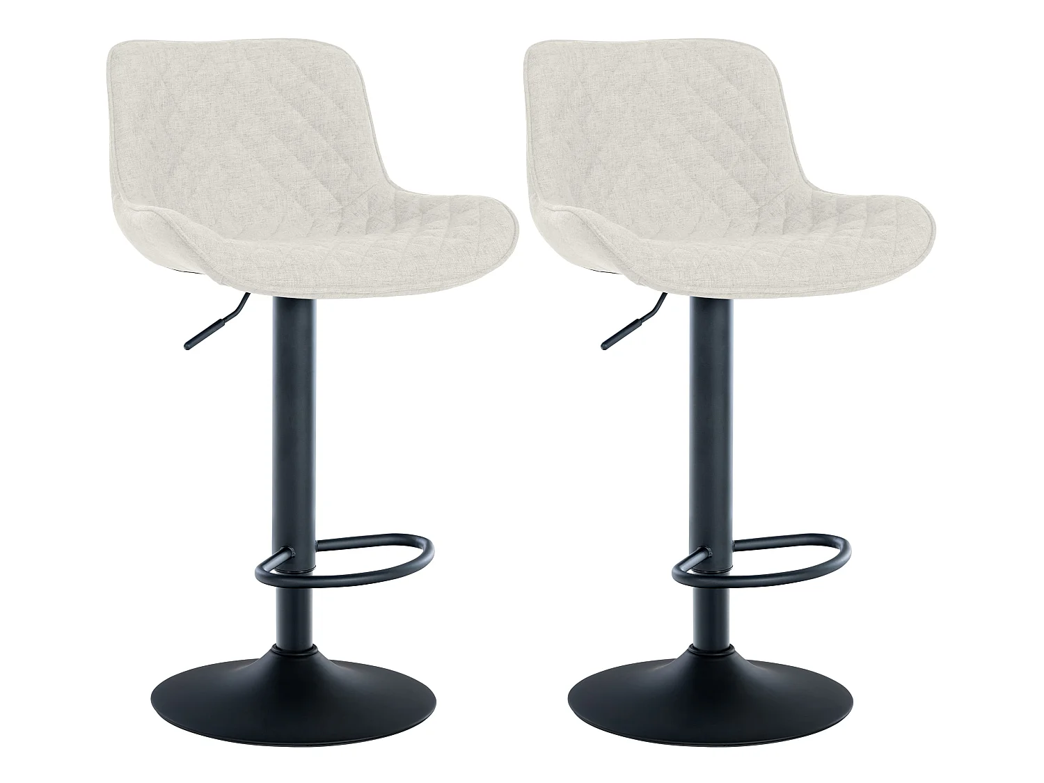 Lot de 2  Tabouret de bar - Tissu - Crème - Minosa