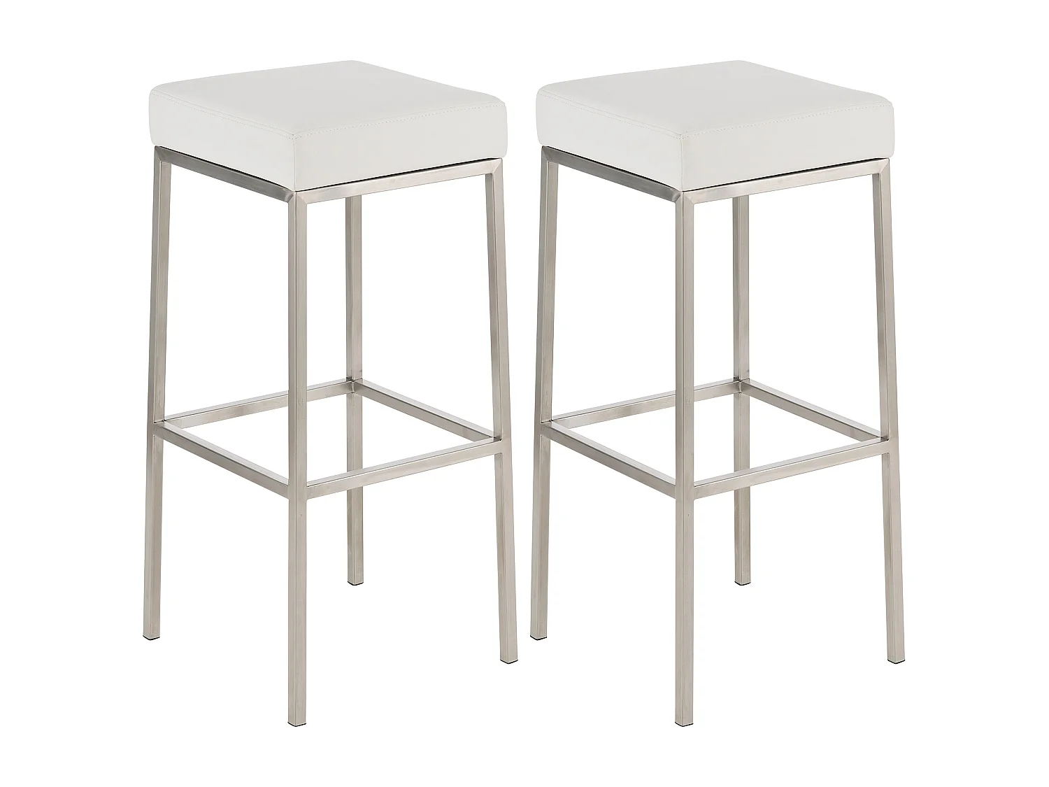 Lot de 2  Tabouret de bar - Similicuir & Acier inoxydable - Blanc - Montreal 85