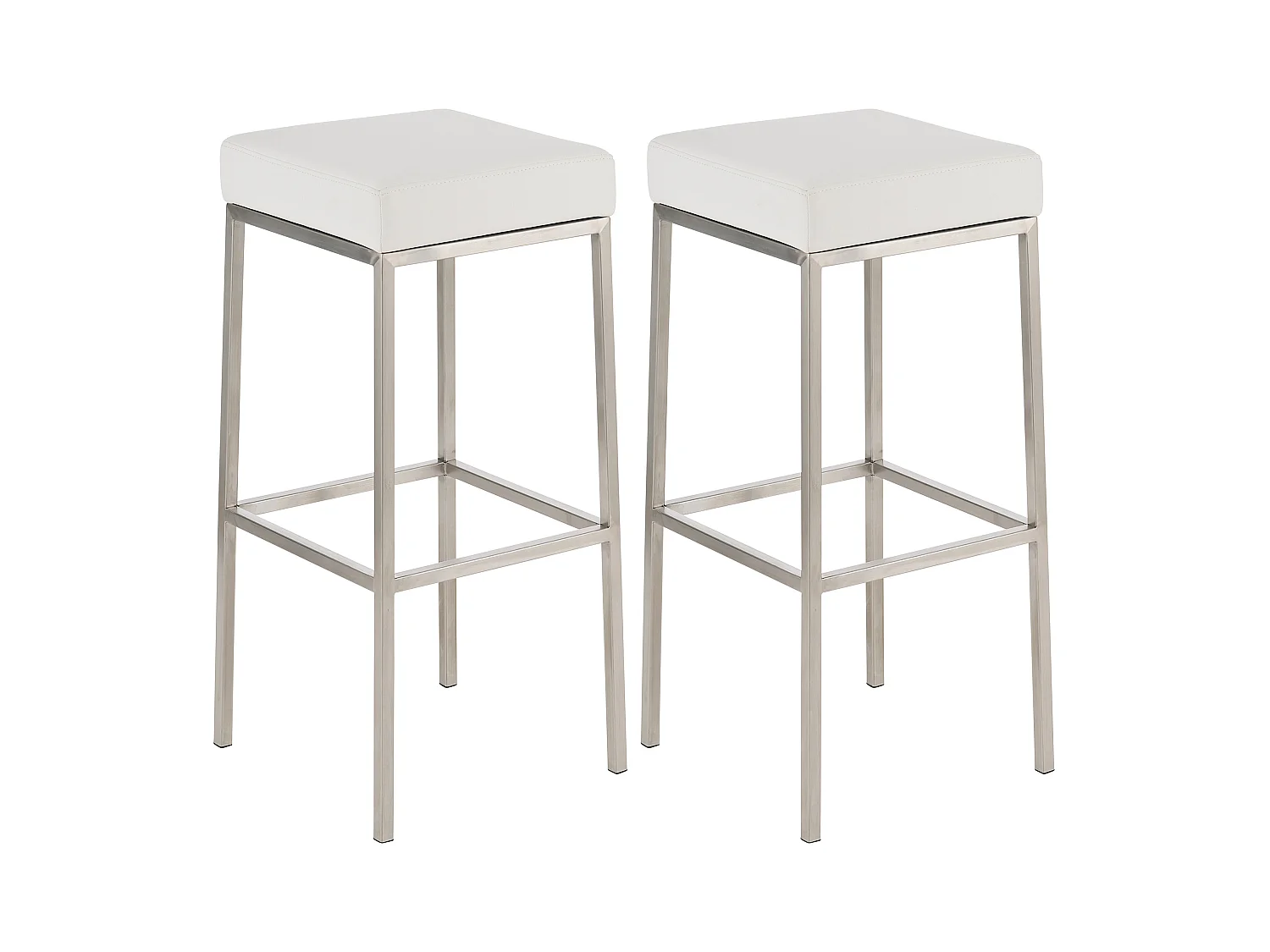 Lot de 2  Tabouret de bar - Similicuir & Acier inoxydable - Blanc - Montreal 85