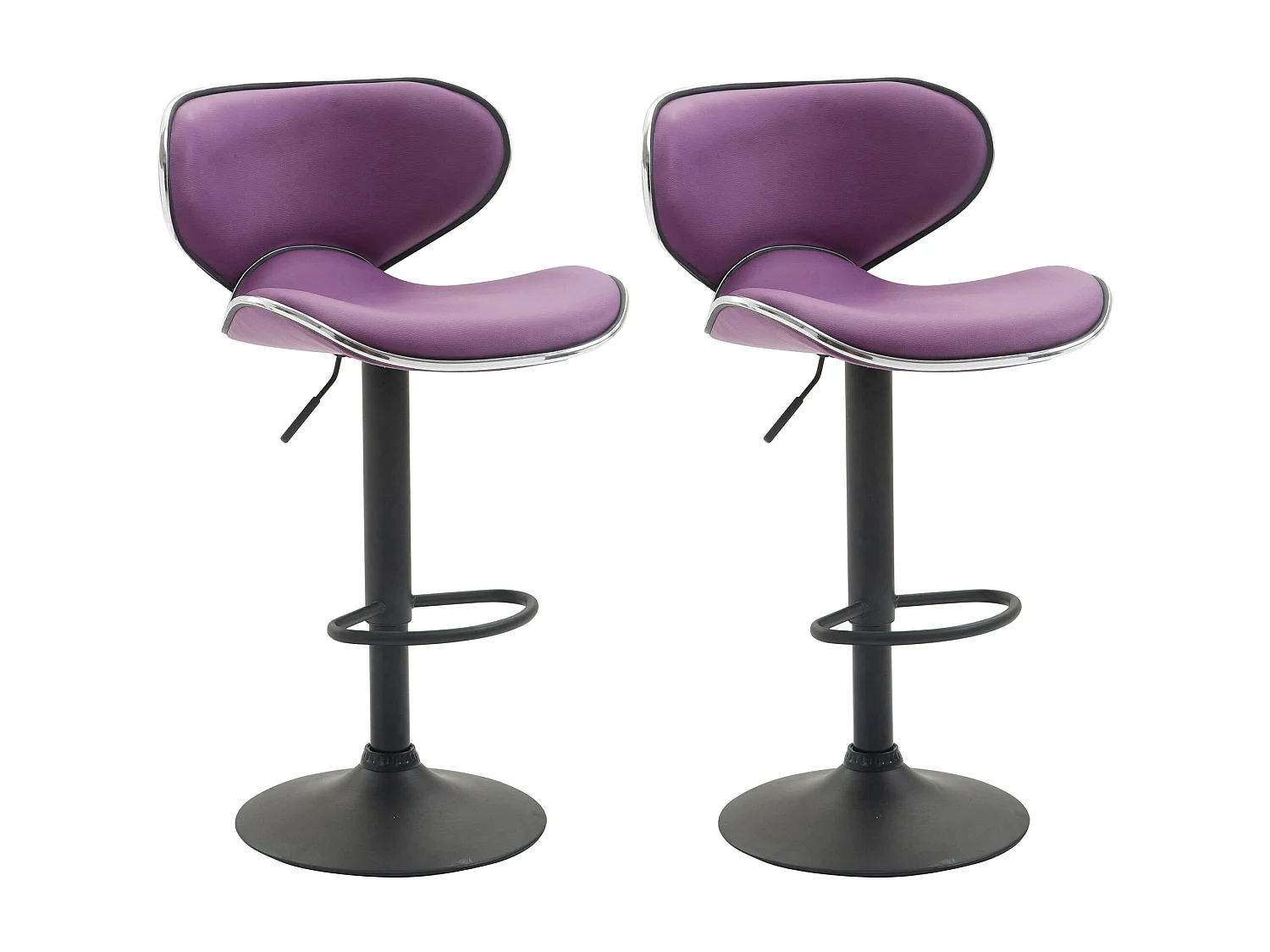 Lot de 2  Tabouret de bar - Similicuir & Noir - Violet - Las Vegas v2