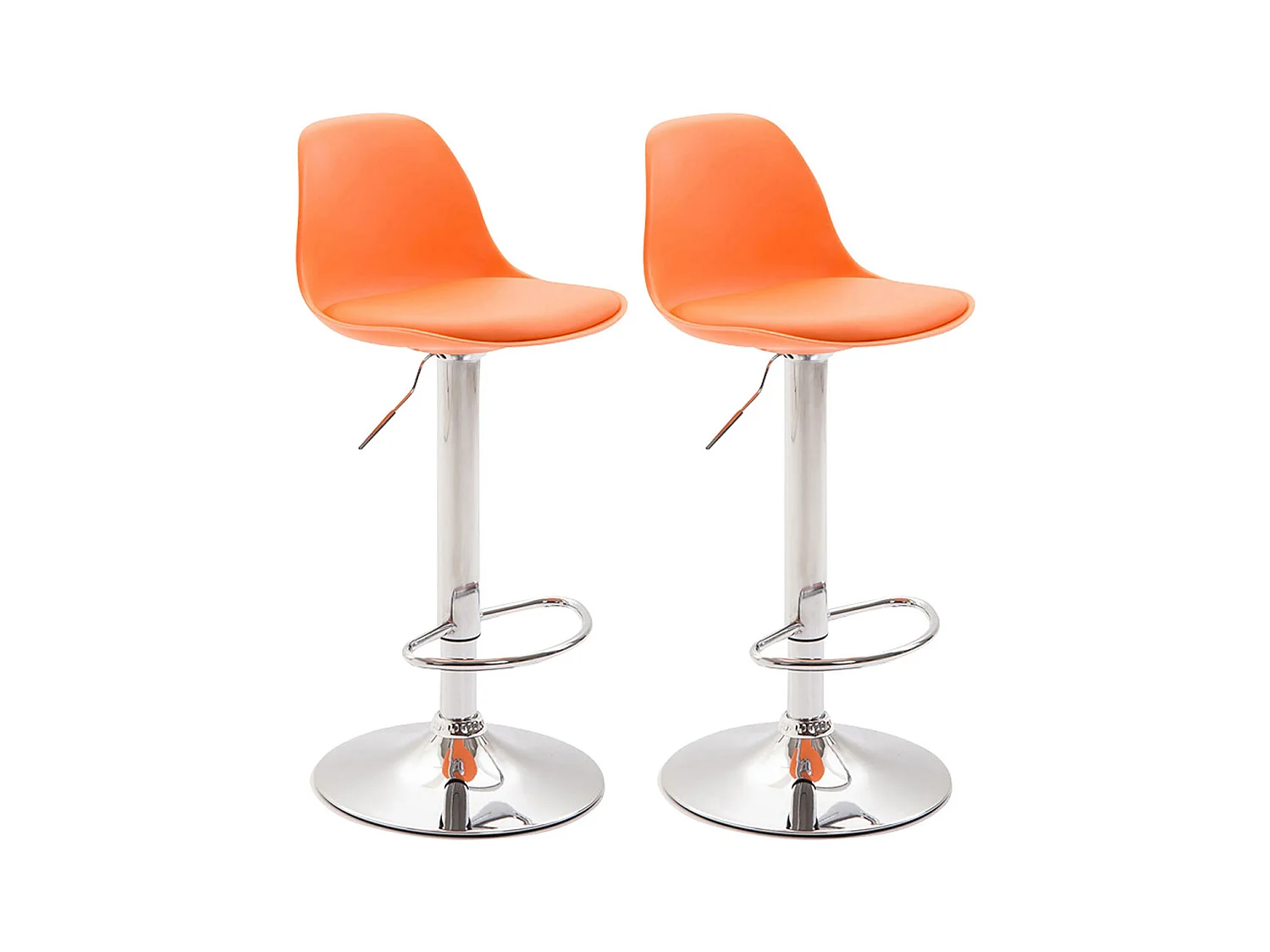 2er Set Barhocker - Kunstleder & Metall - orange - Kiel