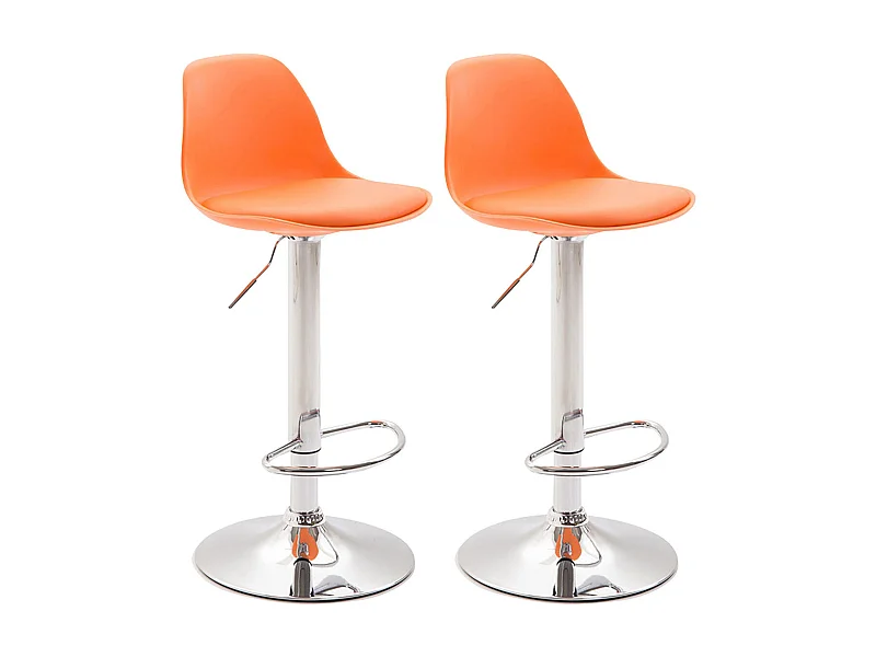 Lot de 2  Tabouret de bar - Similicuir & Métal - Orange - Kiel