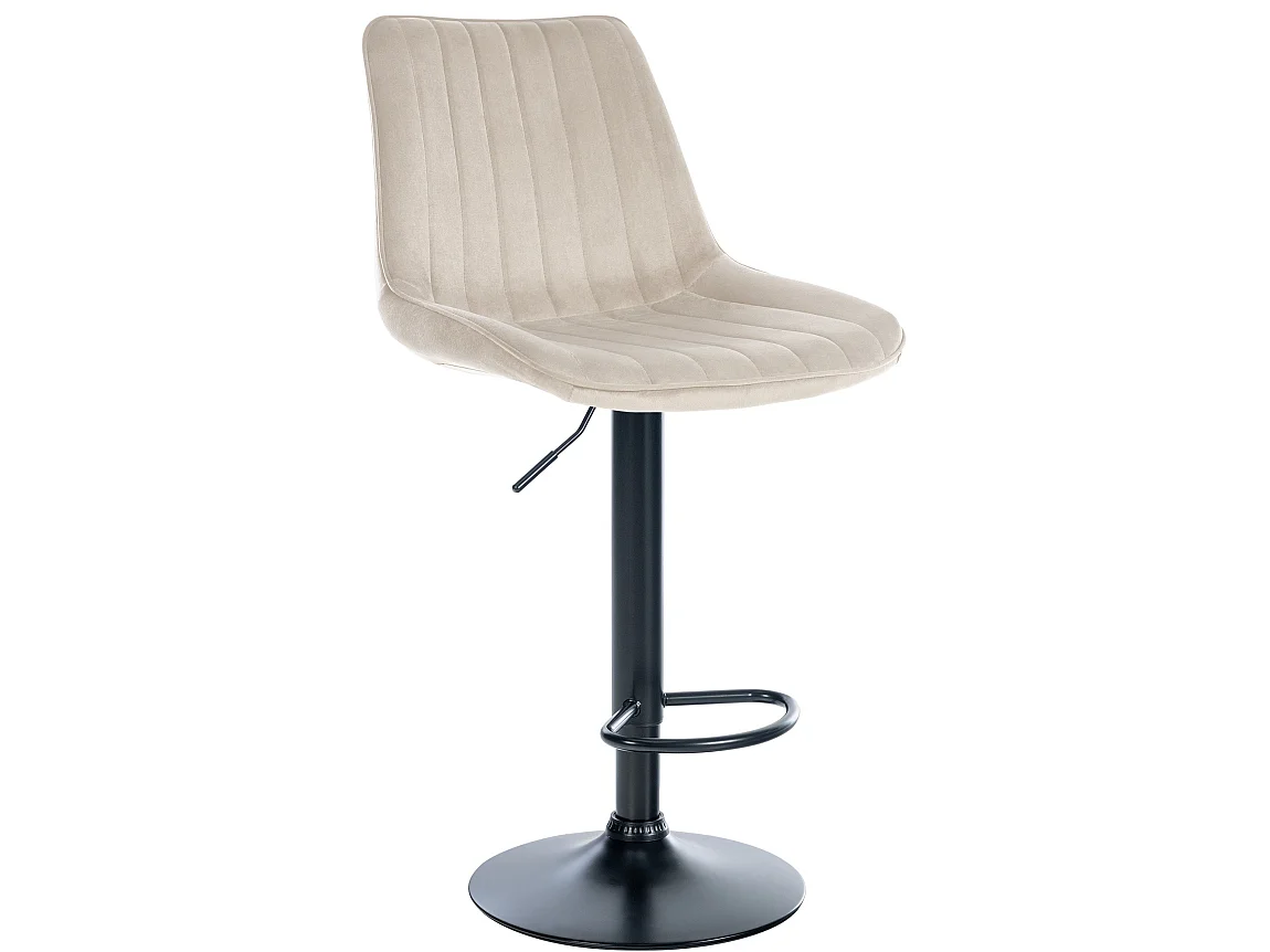 Tabouret de bar - Velours & Noir - Crème - Toni