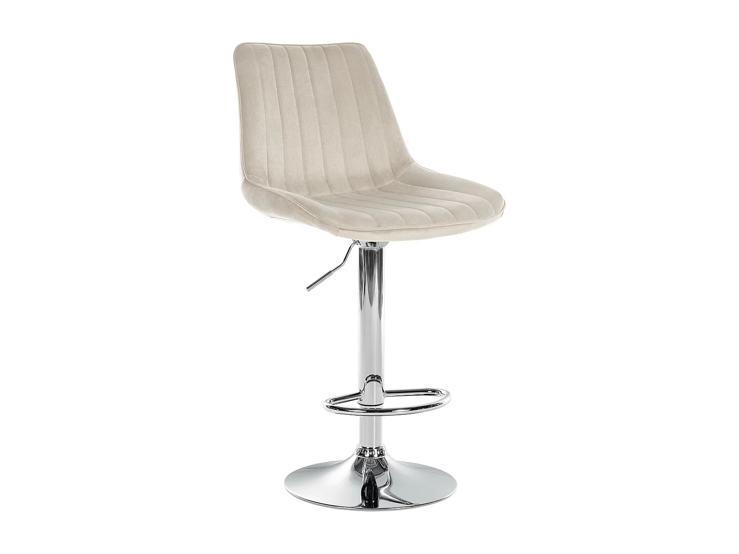 Tabouret de bar - Velours & Chrome - Crème - Toni