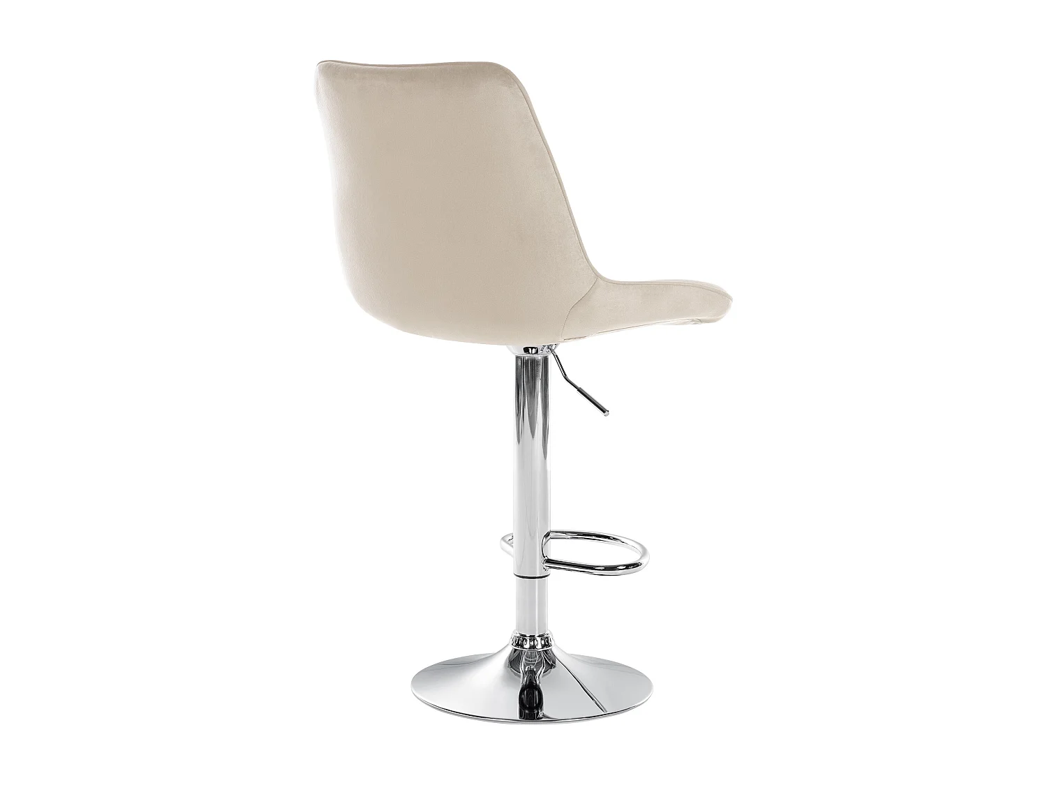 Tabouret de bar - Velours & Chrome - Crème - Toni