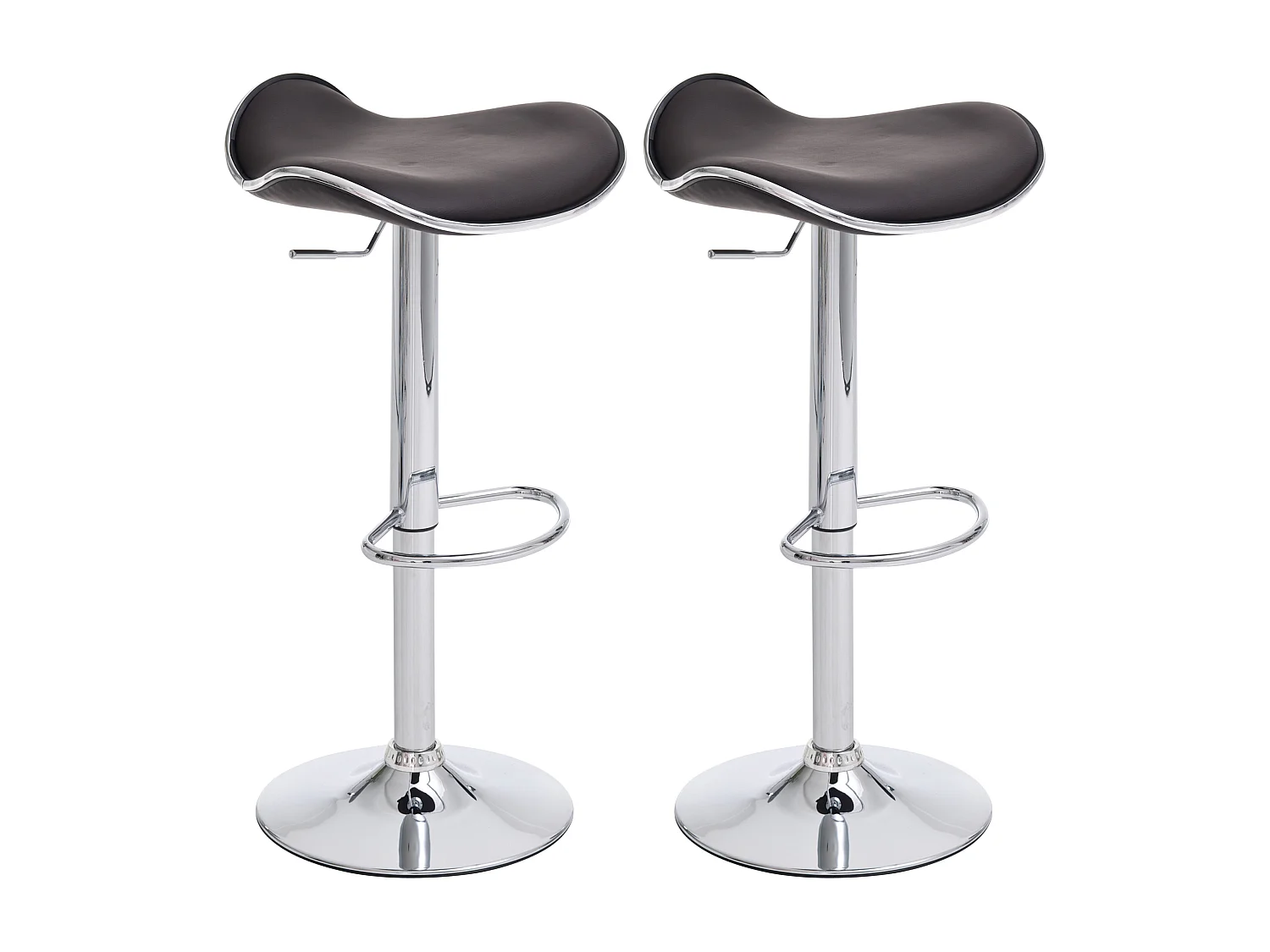 Lot de 2  Tabouret de bar - Similicuir & Métal chromé - Marron - Shanghai