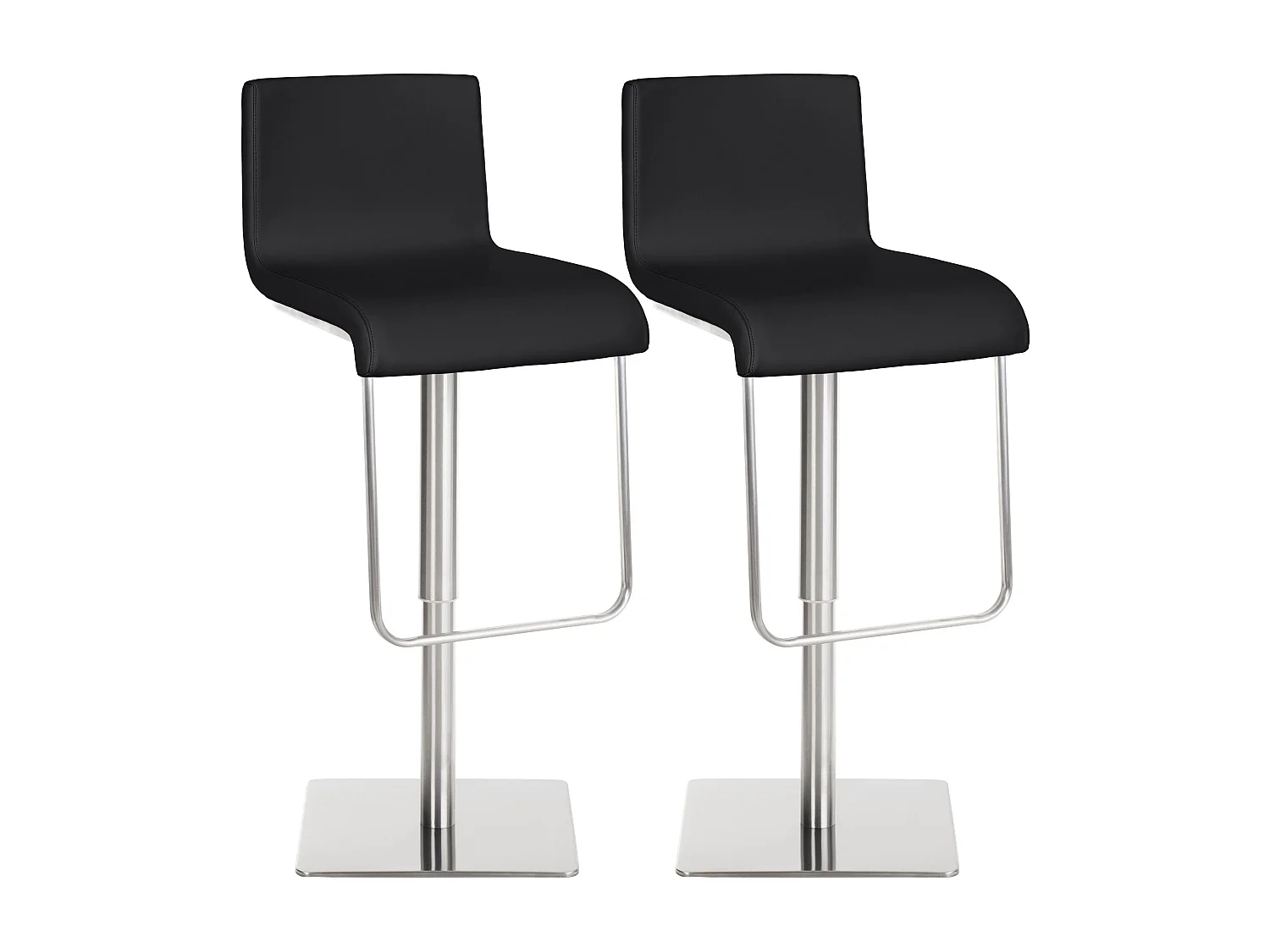 Lot de 2  Tabouret de bar - Similicuir & Acier inoxydable - Noir - Limon