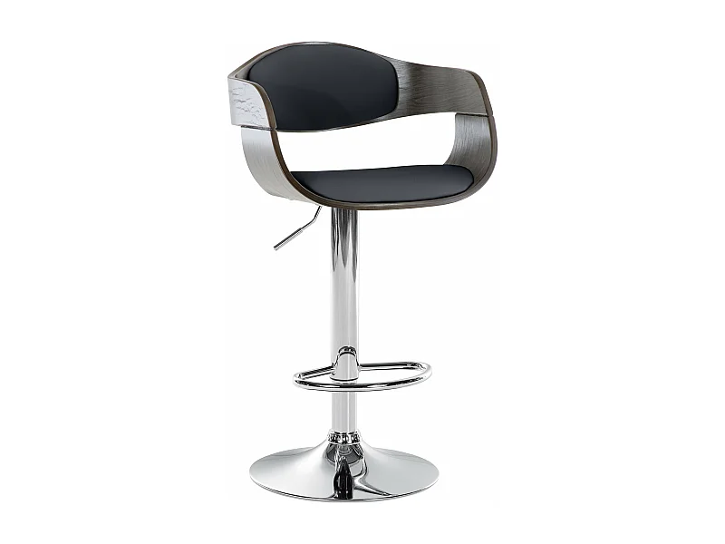 Tabouret de bar - Similicuir - Noir / Gris - Kingston