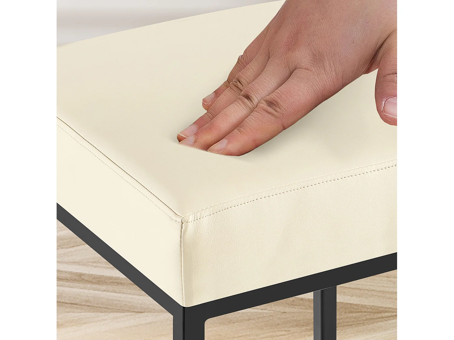 Lot de 2  Tabouret de bar - Similicuir & Noir - Crème - Montreal 80