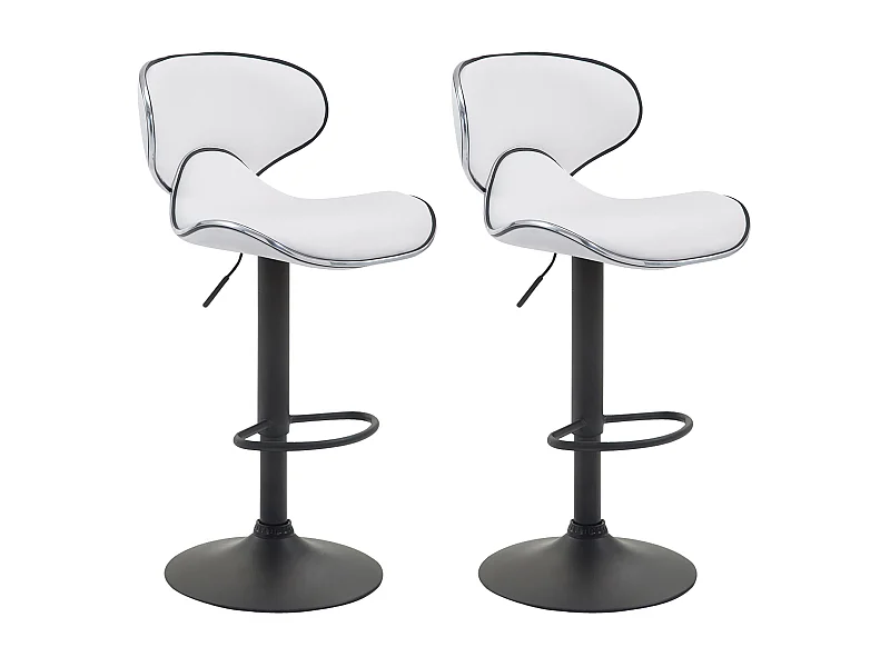 2er Set Barhocker - Kunstleder & schwarz - weiß - Las Vegas v2