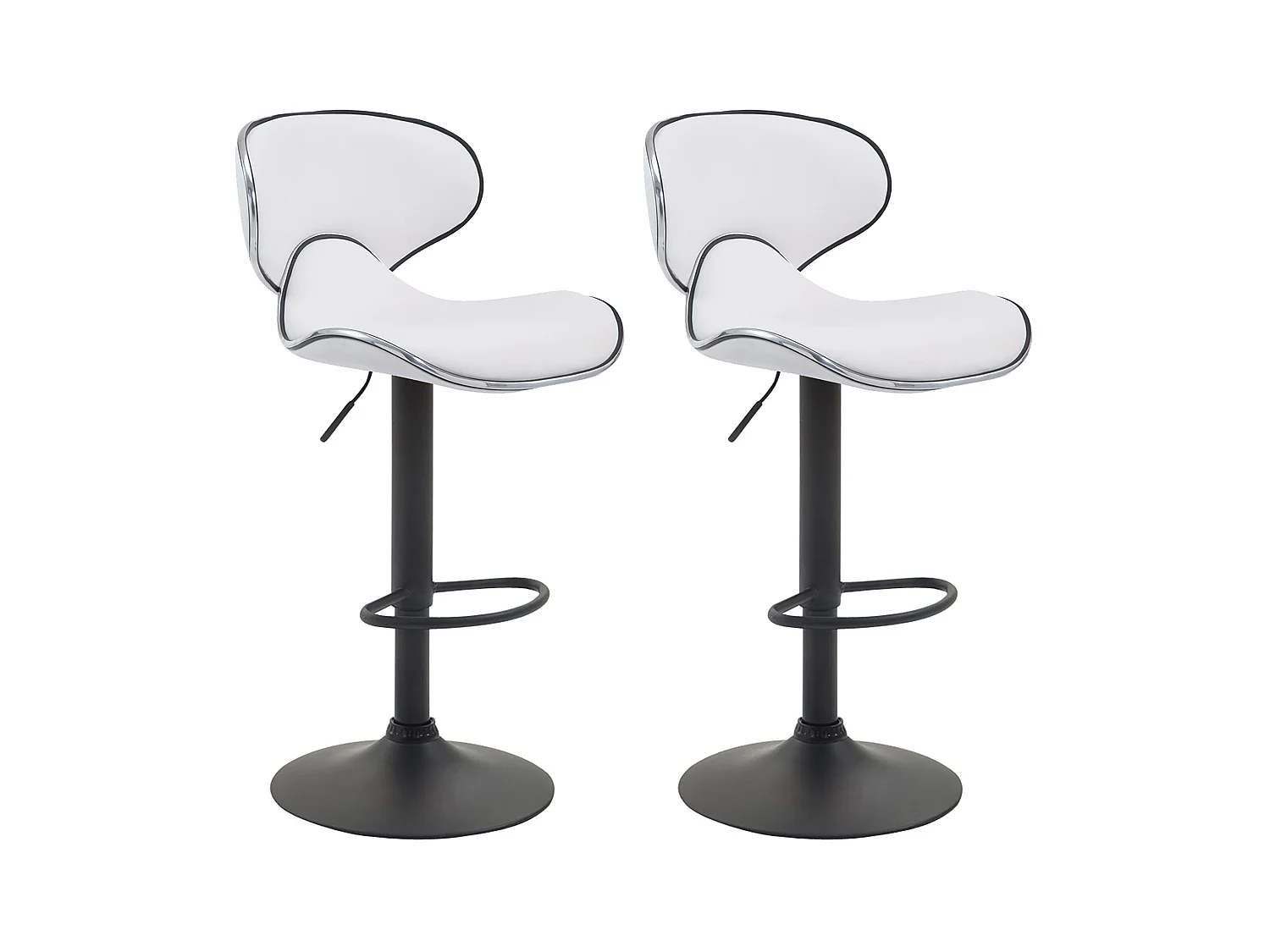 Lot de 2  Tabouret de bar - Similicuir & Noir - Blanc - Las Vegas v2