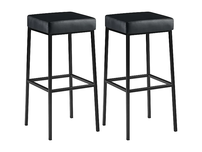 Lot de 2  Tabouret de bar - Similicuir & Noir - Noir - Montreal 85