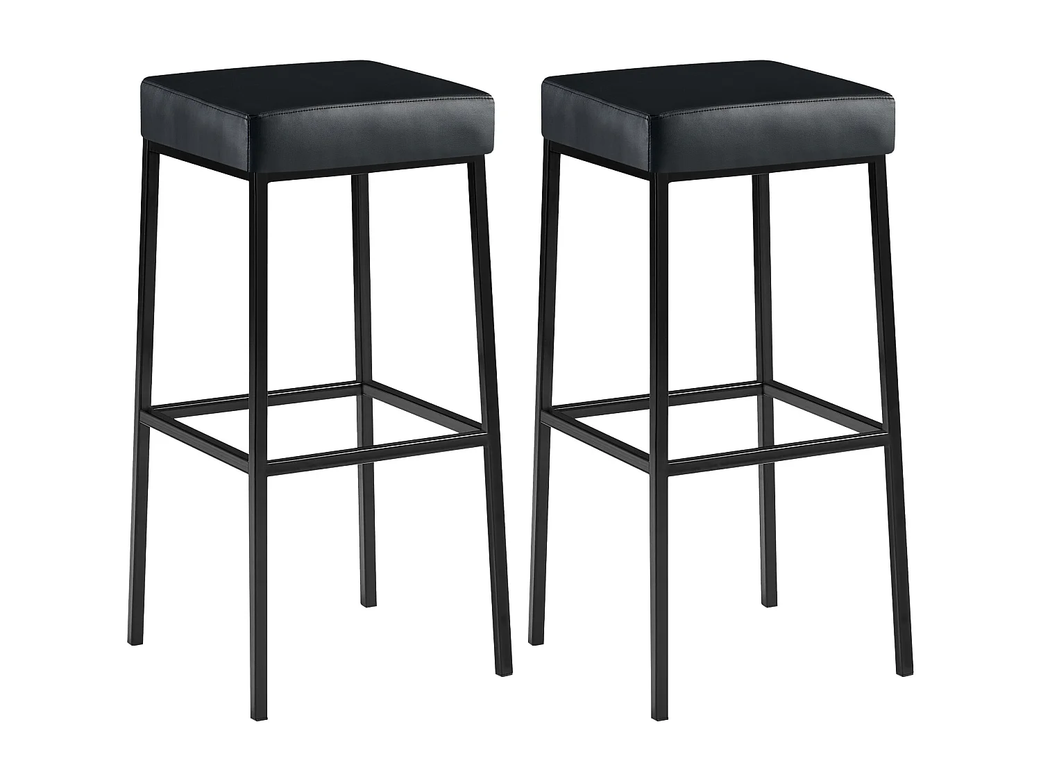 Lot de 2  Tabouret de bar - Similicuir & Noir - Noir - Montreal 85