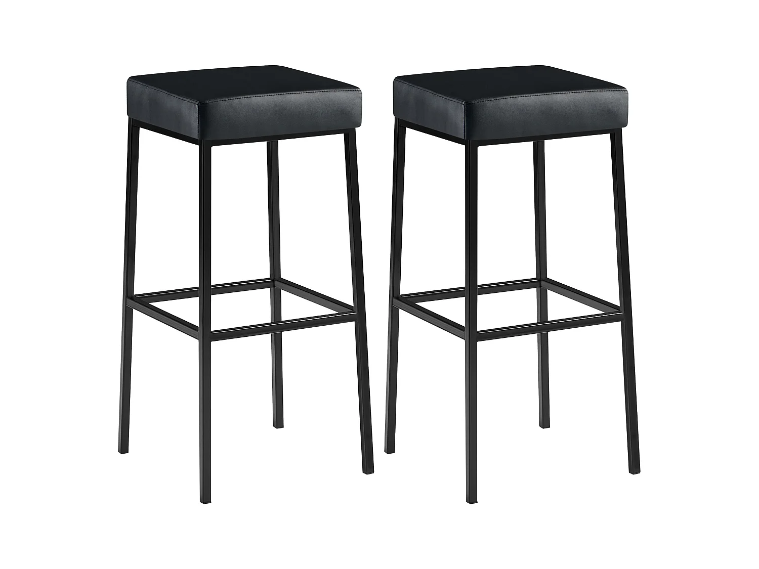 Lot de 2  Tabouret de bar - Similicuir & Noir - Noir - Montreal 85
