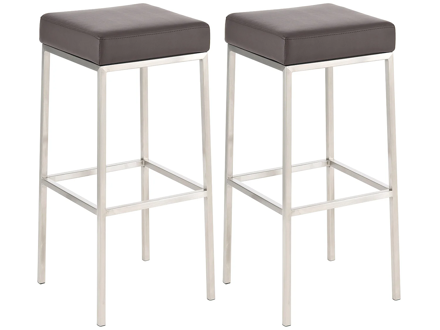 Lot de 2  Tabouret de bar - Similicuir & Acier inoxydable - Marron - Montreal 80