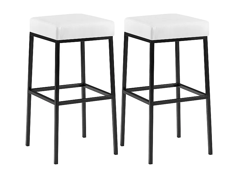 2er Set Barhocker - Kunstleder & schwarz - weiß - Montreal 80
