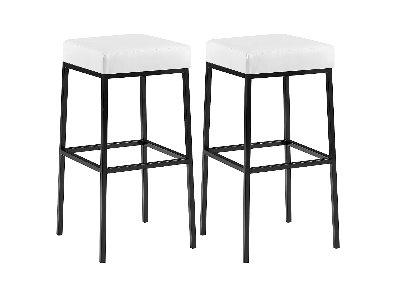 Lot de 2  Tabouret de bar - Similicuir & Noir - Blanc - Montreal 80