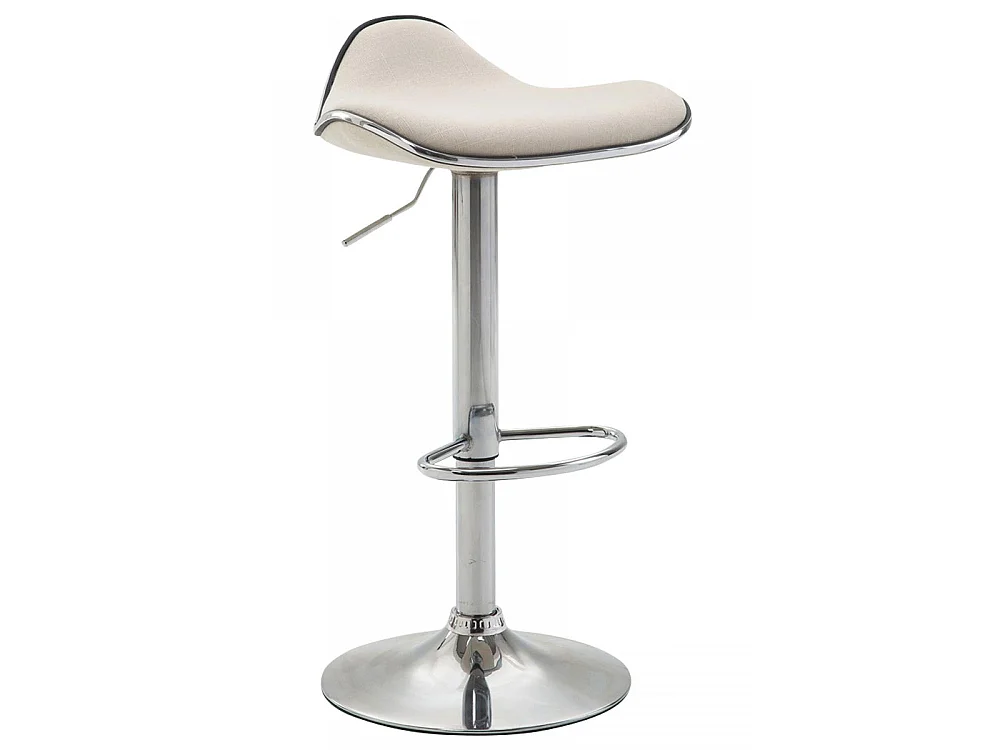 Tabouret de bar - Tissu & Métal chromé - Crème - Shanghai