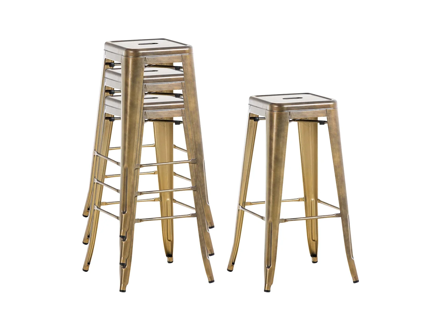 Lot de 2  Tabouret de bar - Métal & Métal - Or - Joshua V2