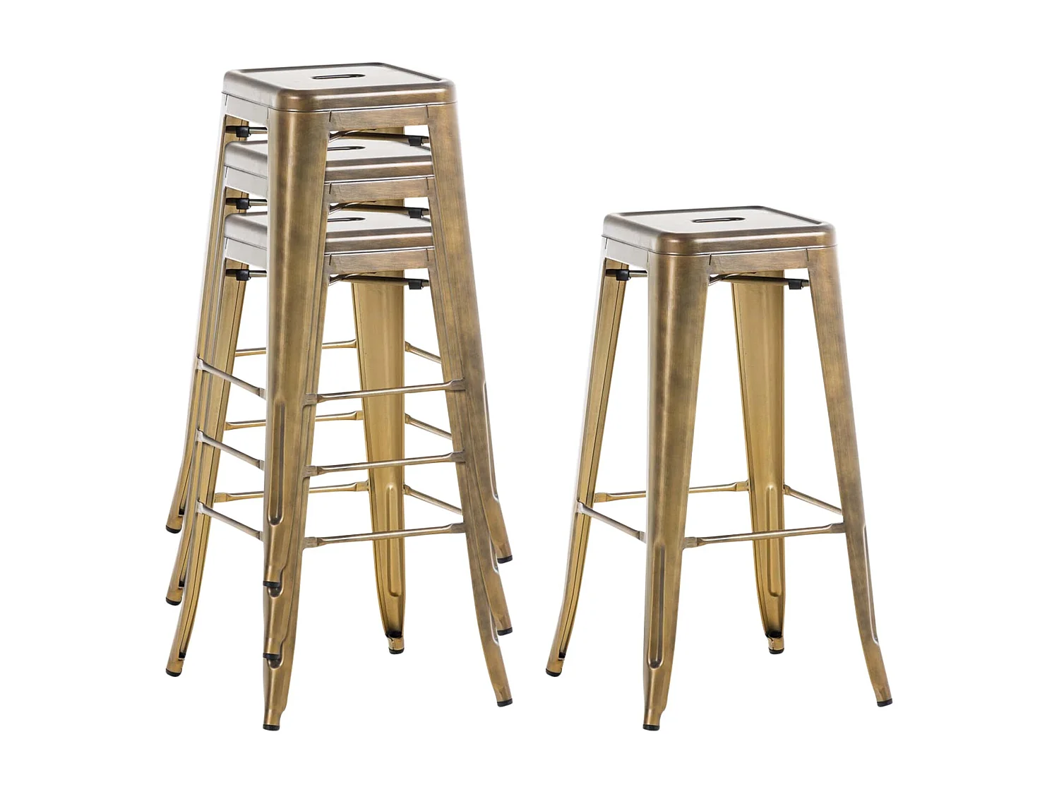 Lot de 2  Tabouret de bar - Métal & Métal - Or - Joshua V2