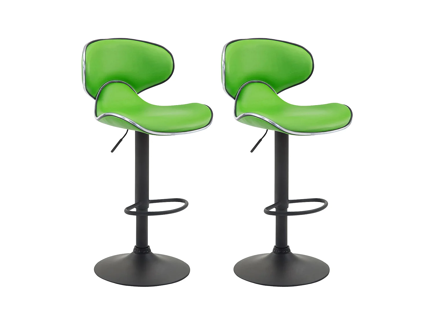 Lot de 2  Tabouret de bar - Similicuir & Noir - Vert - Las Vegas v2