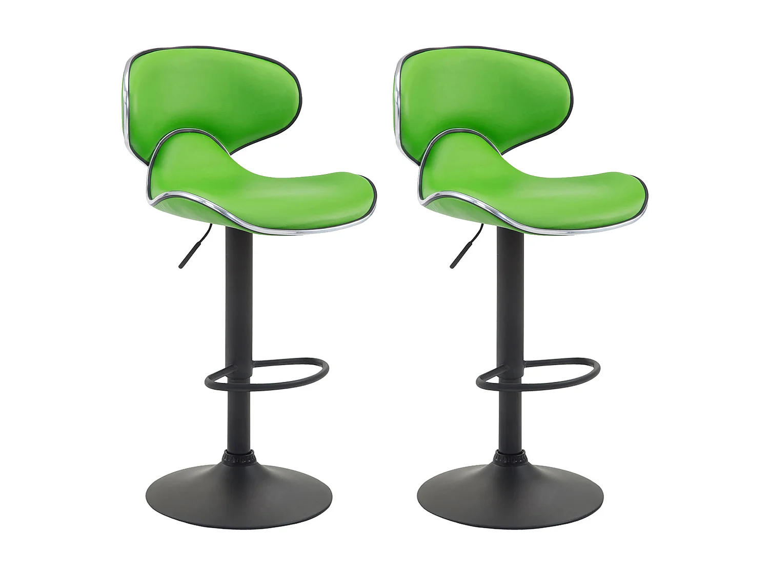 Lot de 2  Tabouret de bar - Similicuir & Noir - Vert - Las Vegas v2