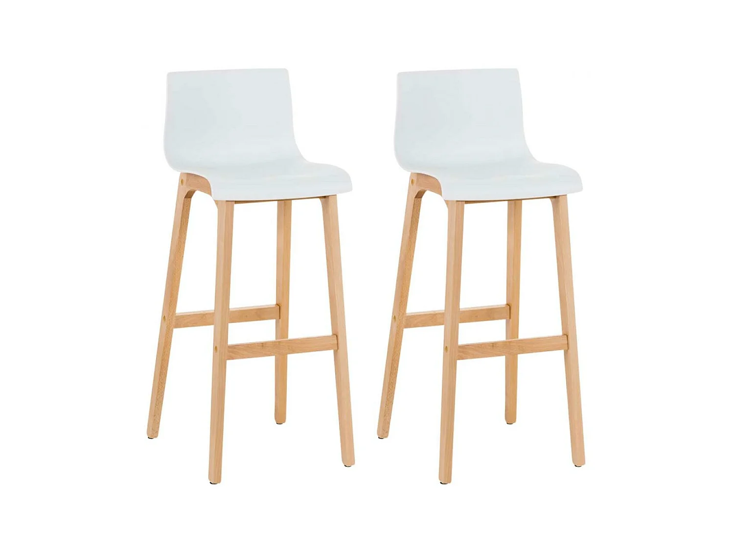 Lot de 2  Tabouret de bar - Bois & Bois - Blanc - Hover
