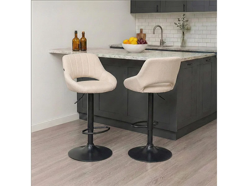 Barkruk - Stof & zwart - creme - Milet