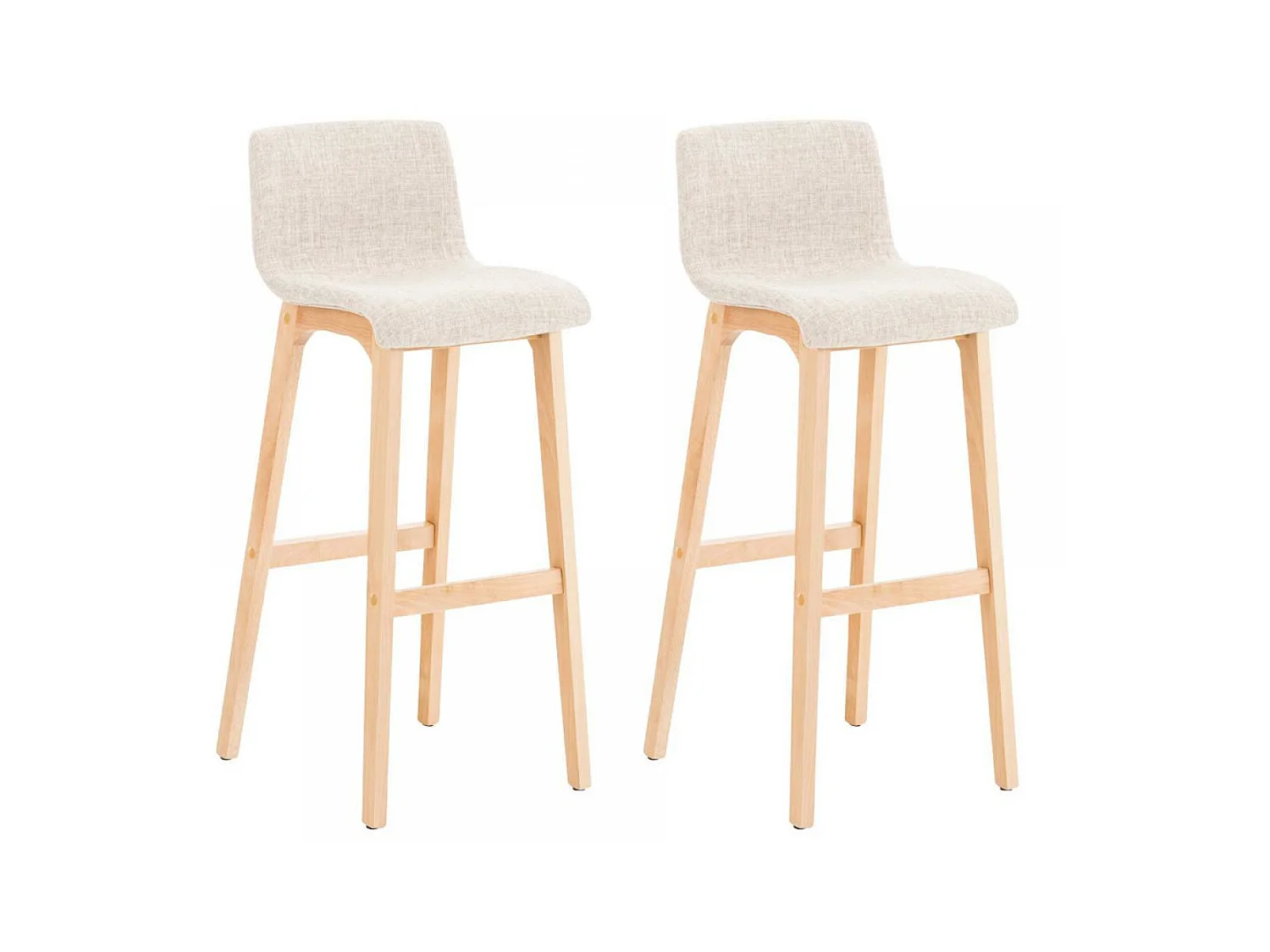 Lot de 2  Tabouret de bar - Tissu & Acier inoxydable - Crème - Hover