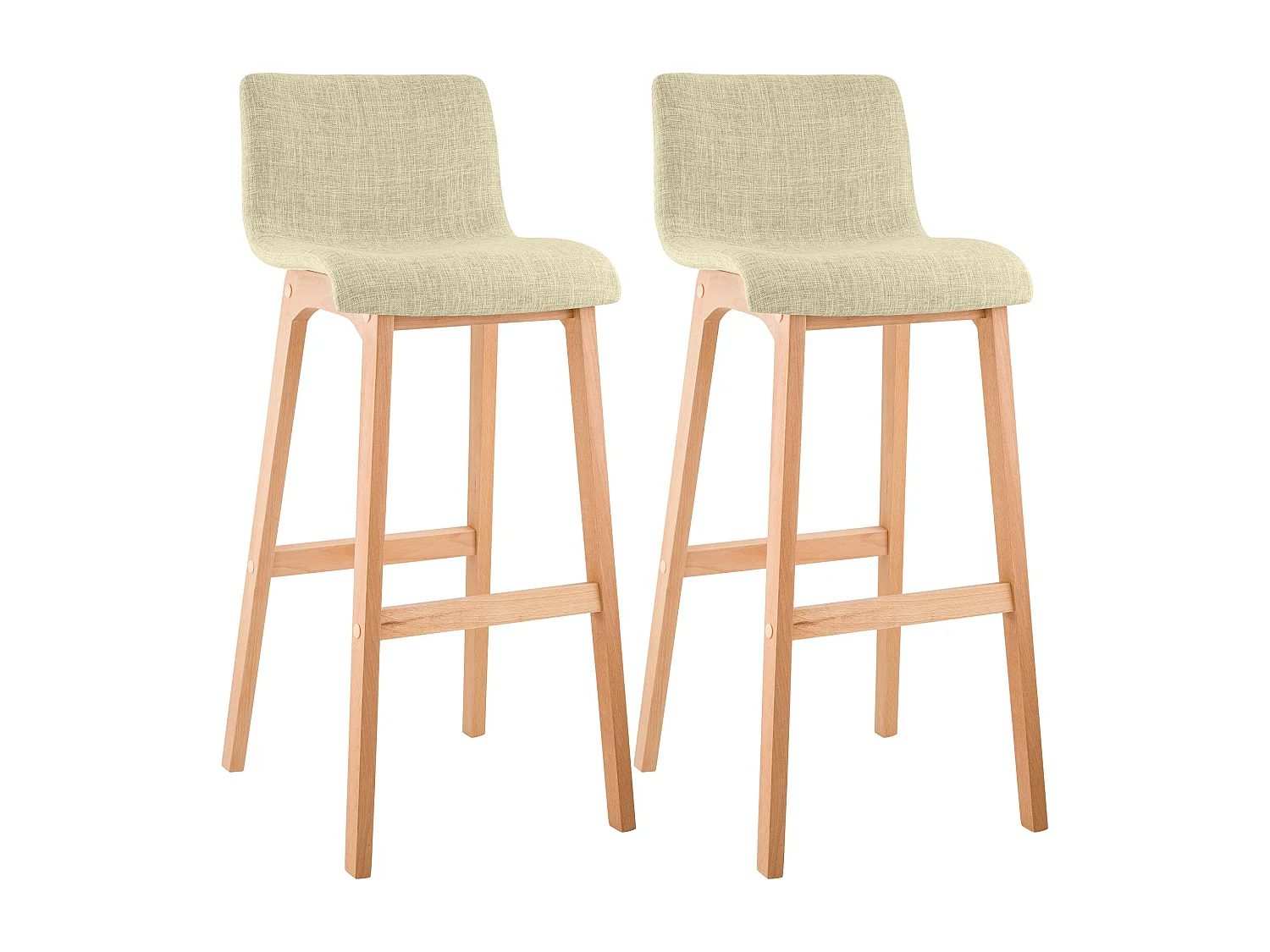 Lot de 2  Tabouret de bar - Tissu - Crème - Hover